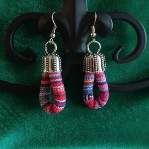 Handmade Fabric Loop Wire Earrings